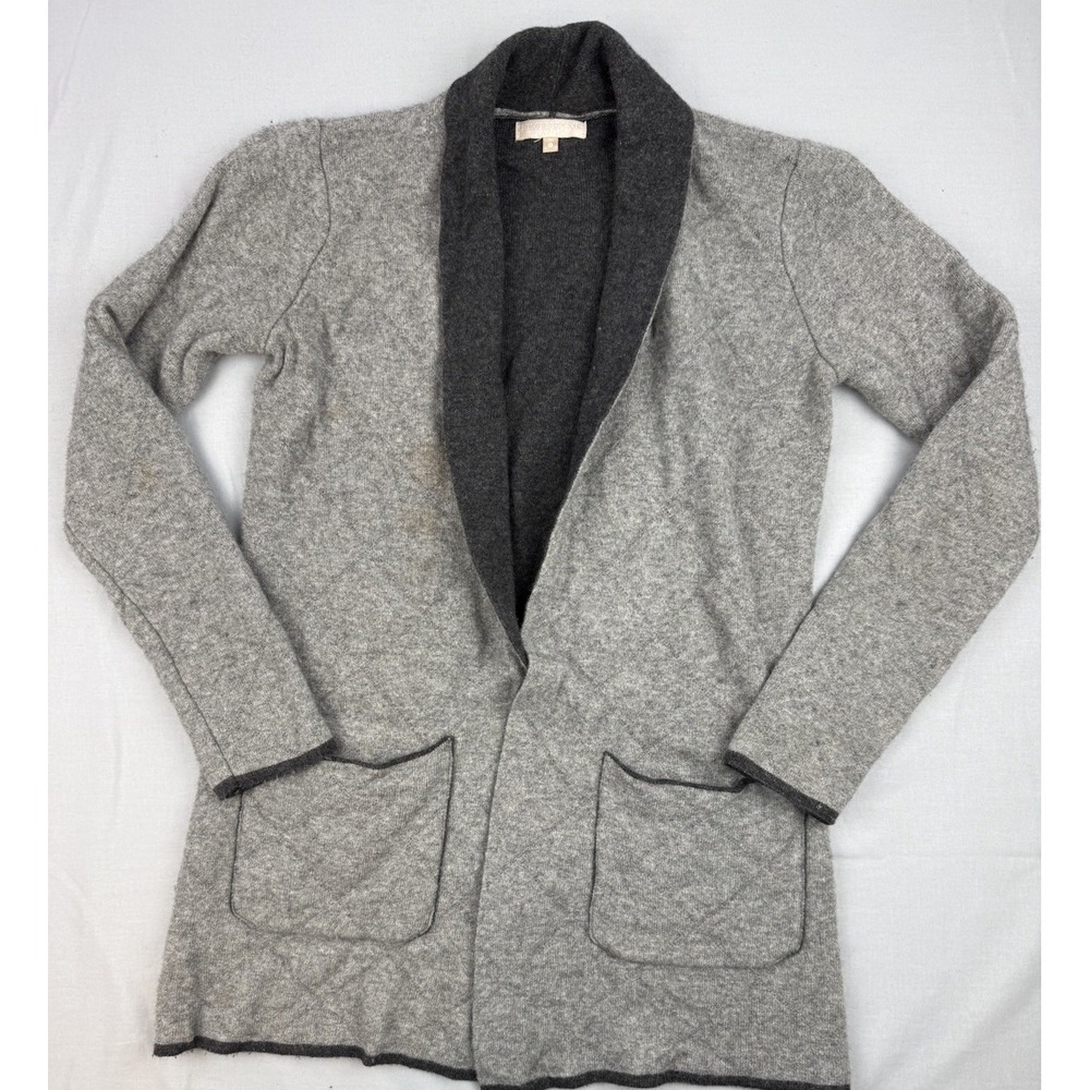 Anthro Benedetta B Wool Cashmere Cardigan Gray Open Front Cozy S - Picture 2 of 8